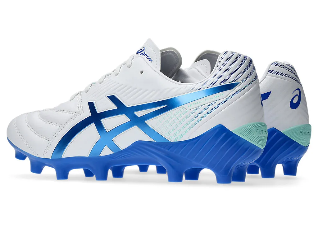 ASICS MEN'S LETHAL FLASH IT FF 3 WHITE/BLUE FOOTBALL SHOES