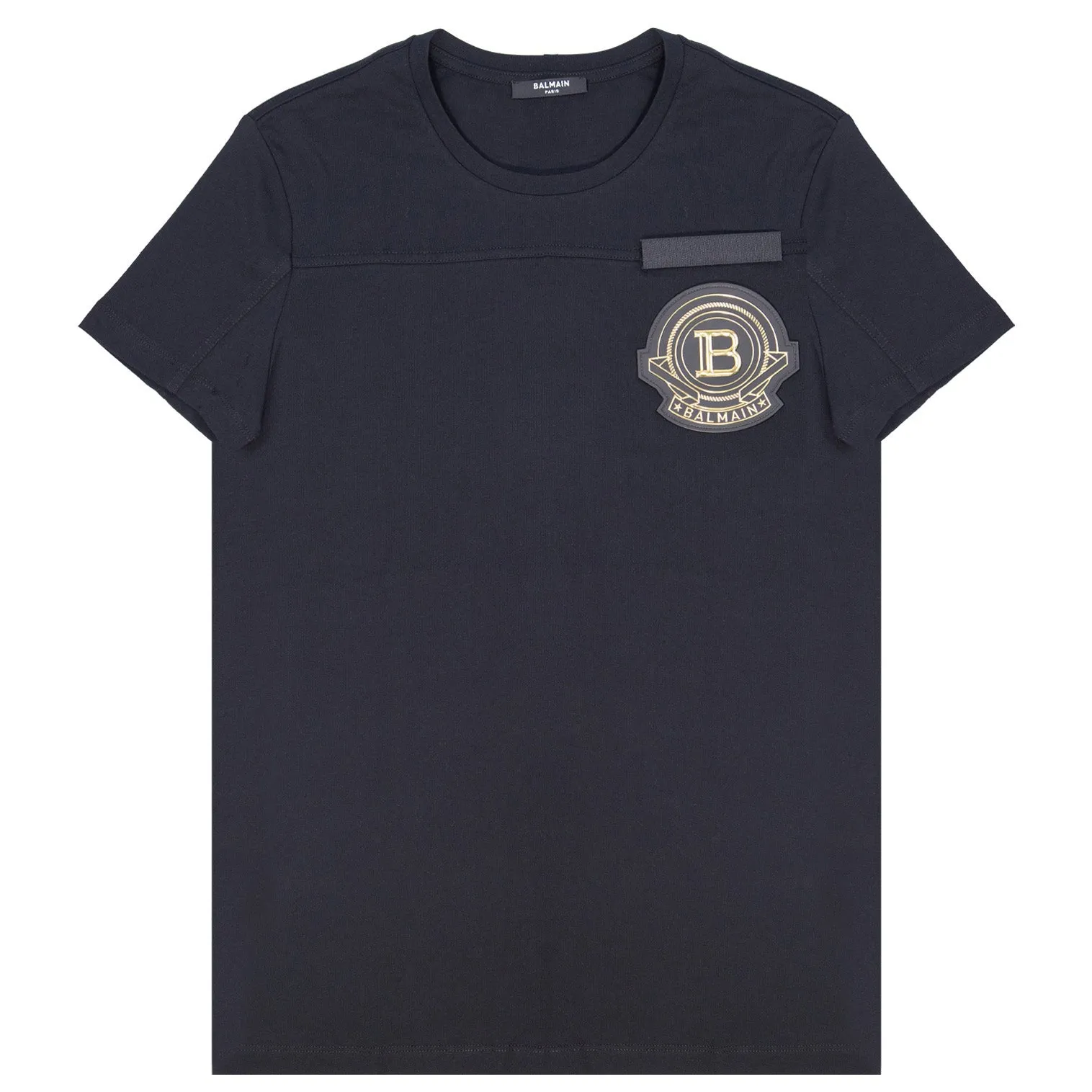 Balmain Black Applique Gold Logo T-Shirt