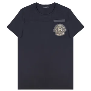 Balmain Black Applique Gold Logo T-Shirt
