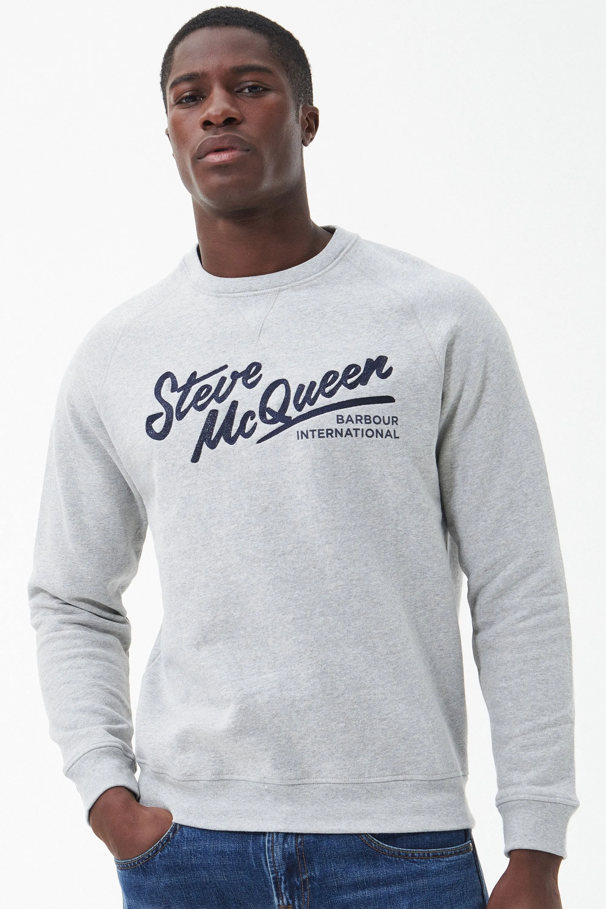 Barbour Steve McQueen Frankie Crew Neck Sweatshirt Grey Marl