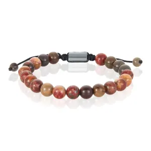 Crucible Los Angeles Picasso Jasper Natural Stone 8mm Beads on Adjustable Cord Tie Bracelet