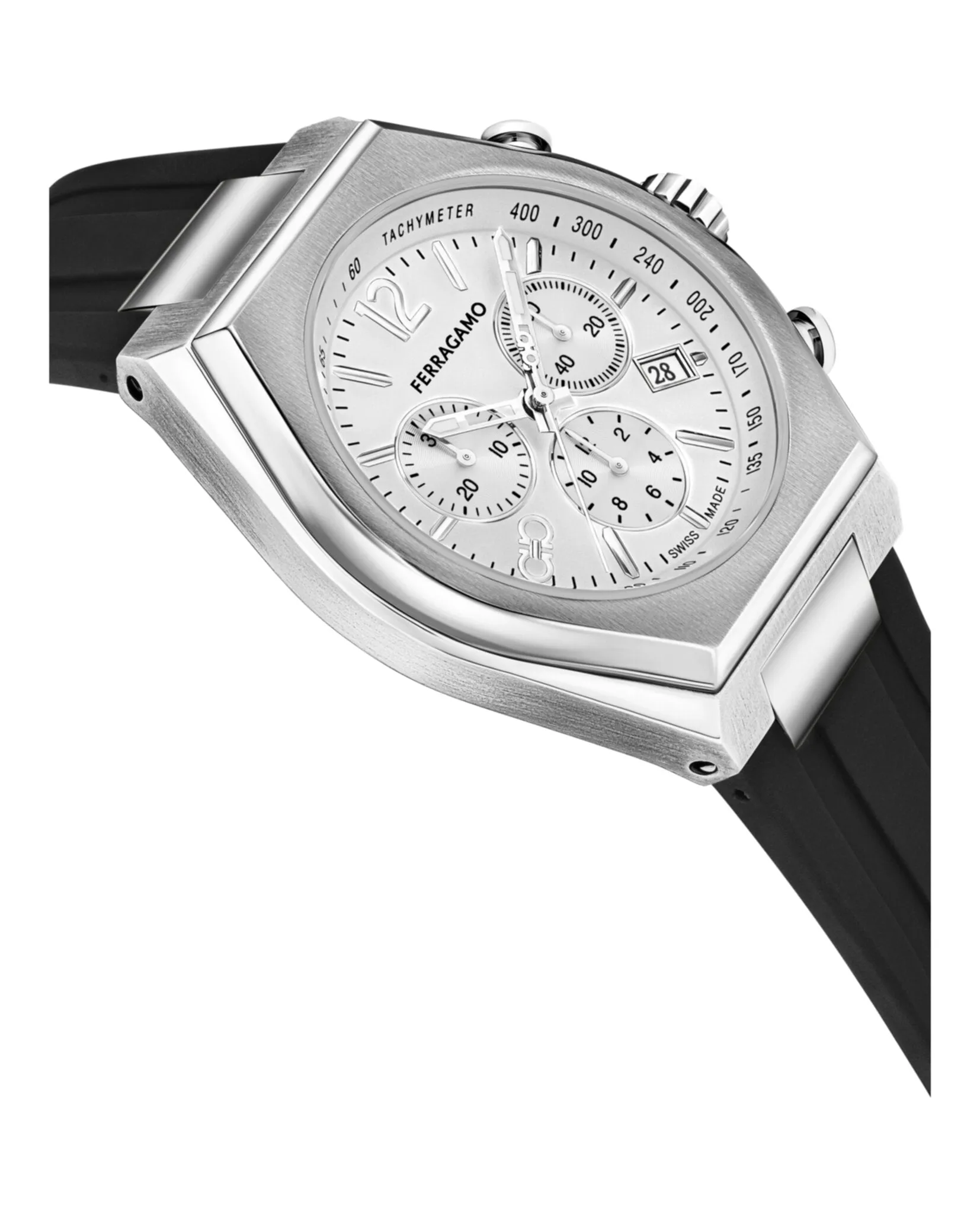 Ferragamo Tonneu Chrono Silicone Watch
