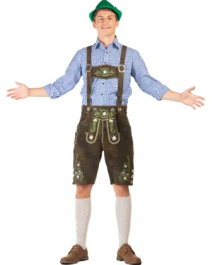 Fritz Authentic Leather Plus Size Lederhosen Mens Costume