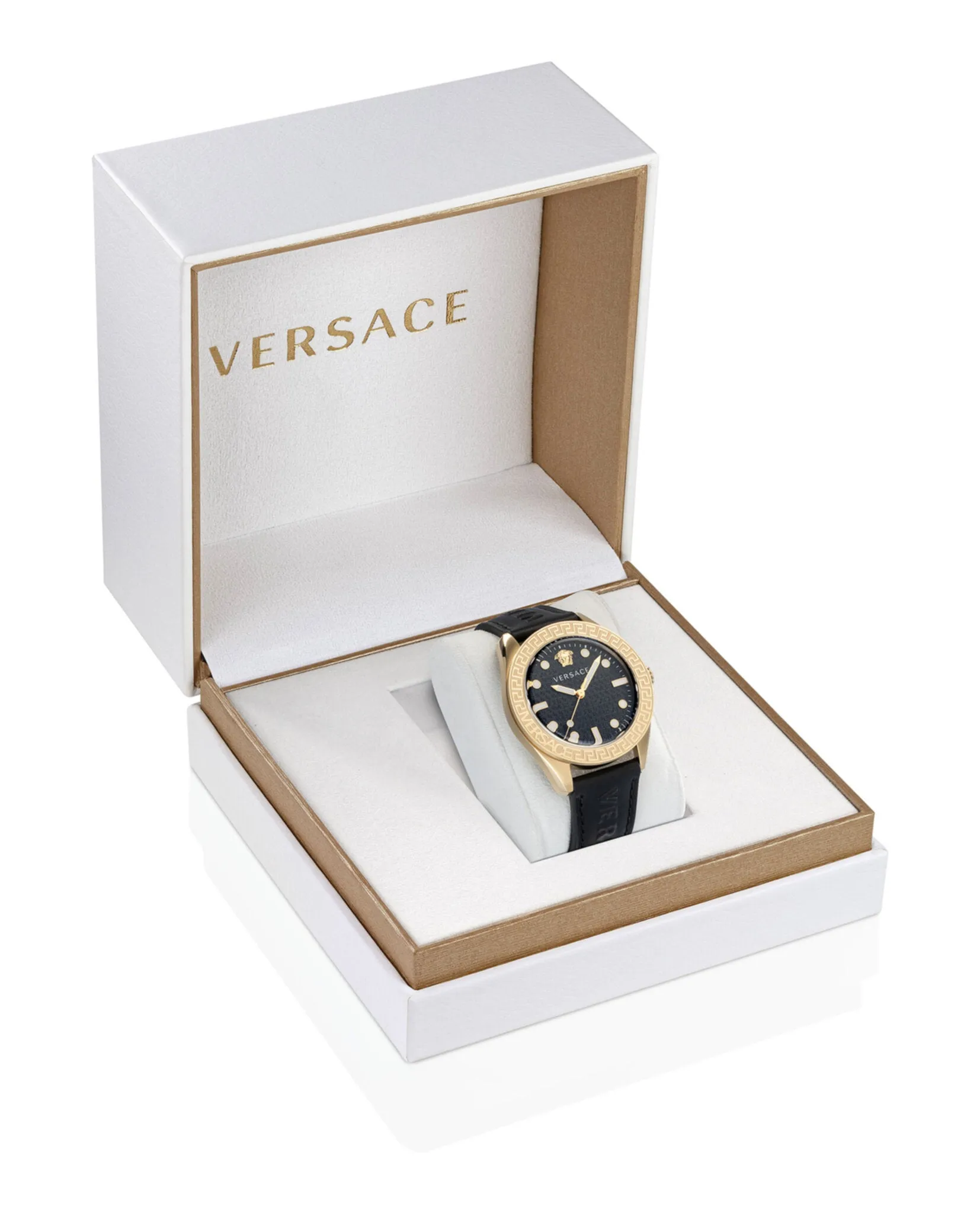 Greca Dome Leather Strap