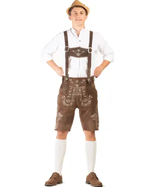 Hans Authentic Leather Plus Size Lederhosen Mens Costume