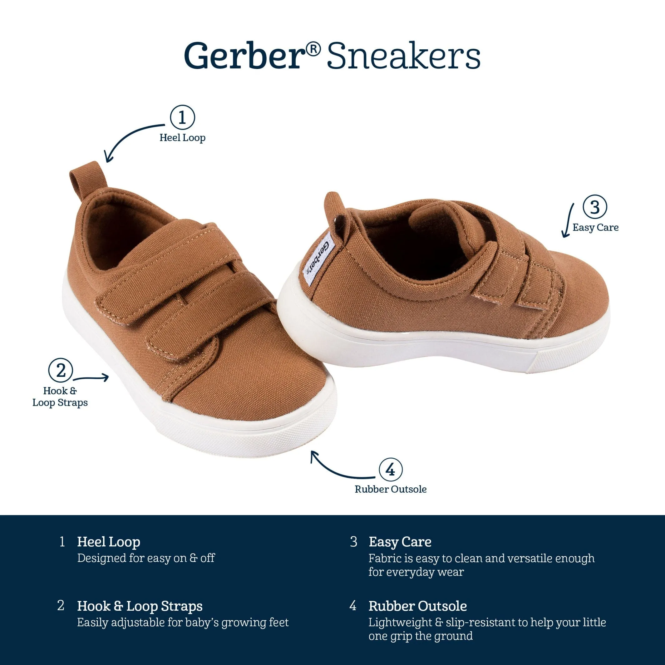 Infant & Toddler Boys Washed Rust Twill Strap Sneaker Gerber Childrenswea