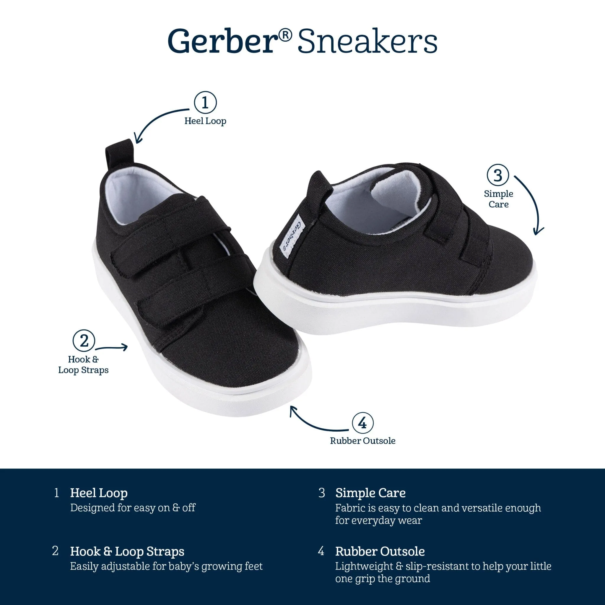 Infant & Toddler Neutral Black Strap Sneaker Gerber Childrenswea