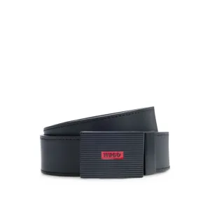 Italian-leather reversible belt with plaque buckle