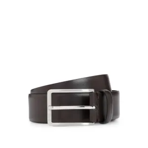 Italian-made leather belt with engraved-logo buckle