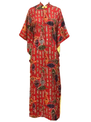 Kuhio 1950's Hawaiian Red Rayon Pake Muu