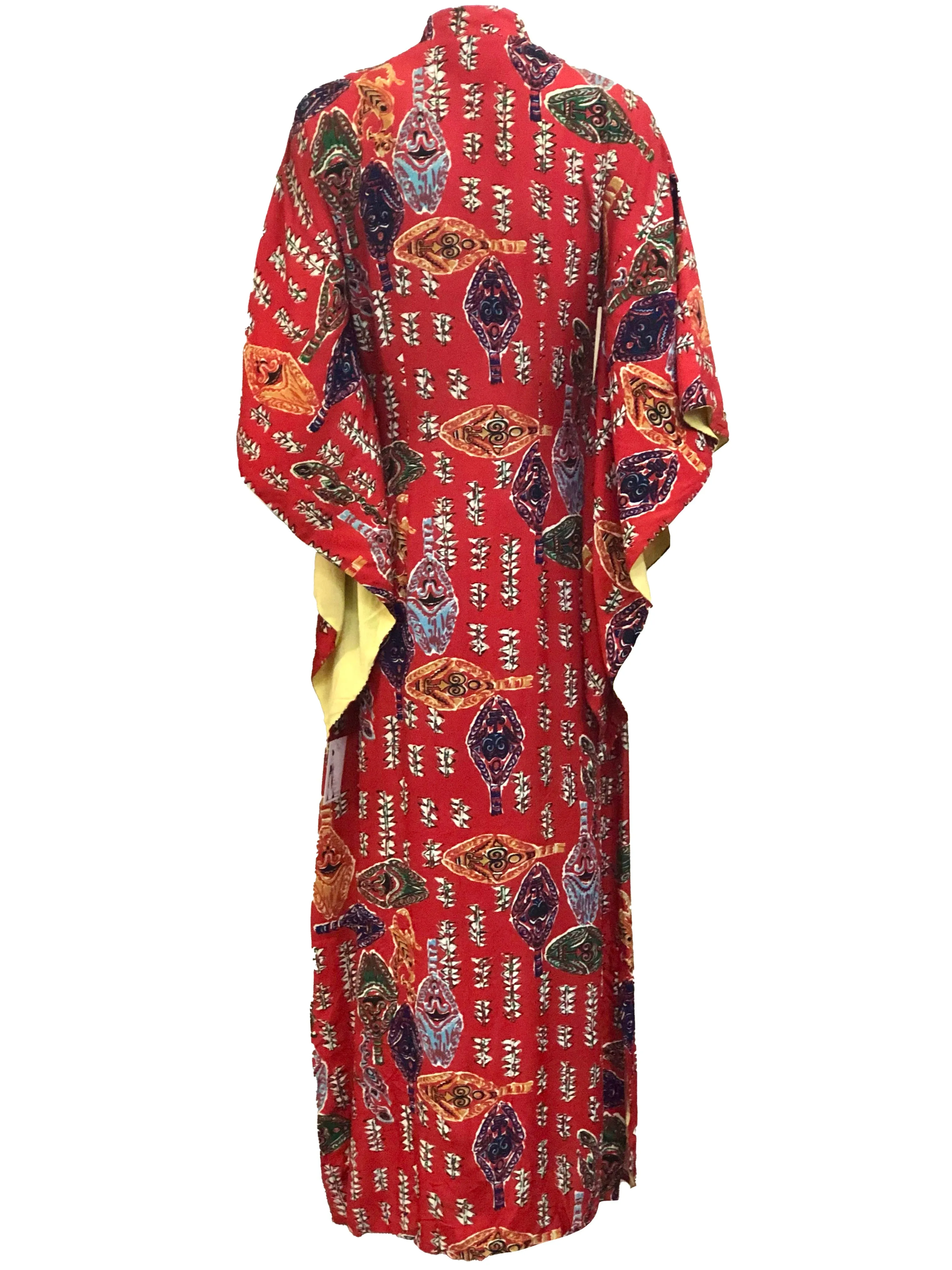 Kuhio 1950's Hawaiian Red Rayon Pake Muu