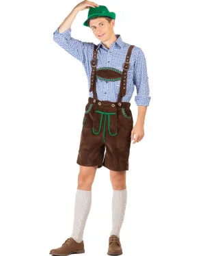 Kurt Deluxe Brown Lederhosen Plus Size Mens Costume