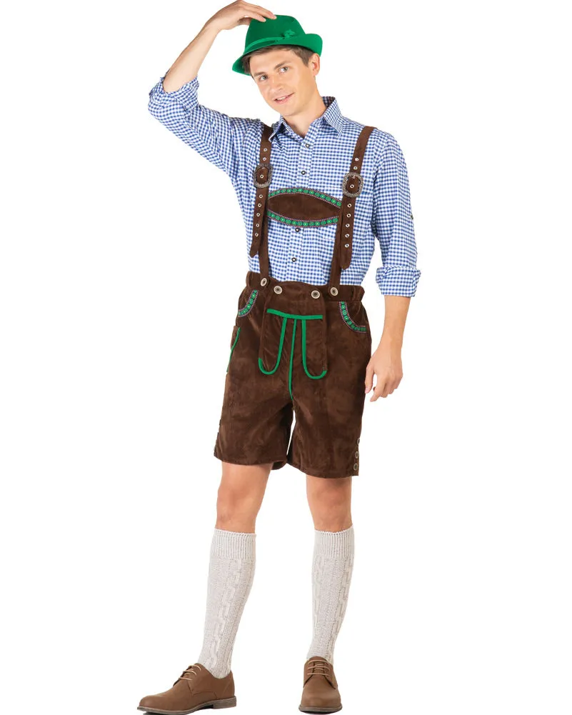 Kurt Deluxe Brown Lederhosen Plus Size Mens Costume