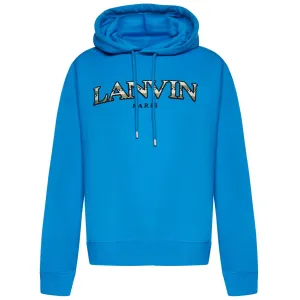 Lanvin Blue Embroidered Logo Hoodie