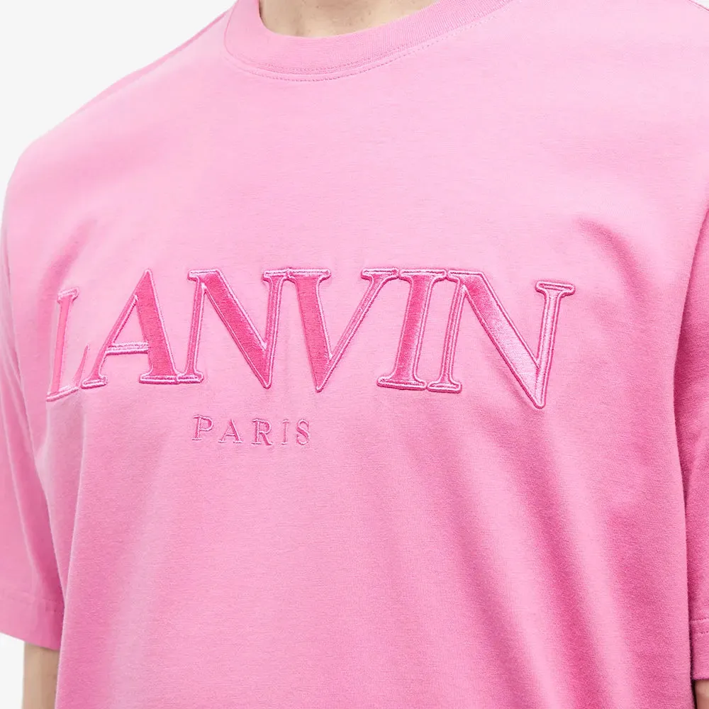 Lanvin Pink Embroidered Logo T-Shirt