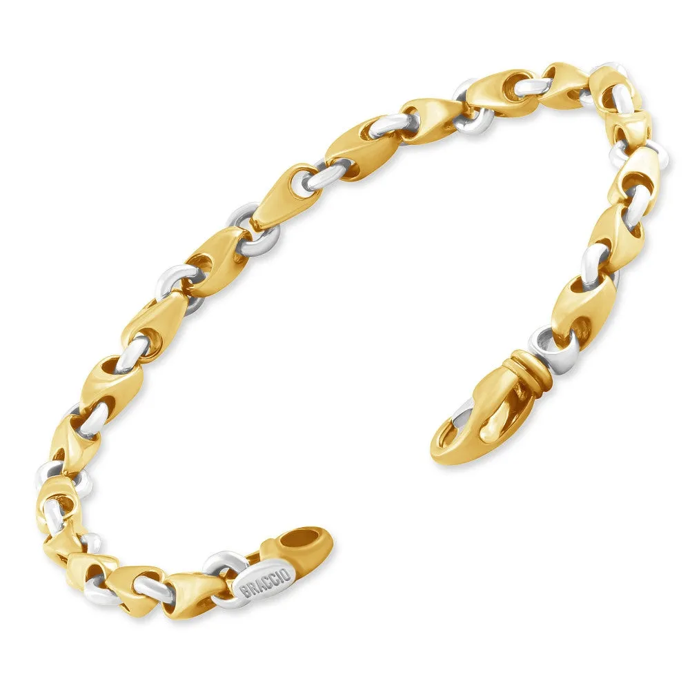 Men's Seed & Rolo Link 14k Gold (20gram) or Platinum (33gram) 4.5mm Bracelet 7.5"