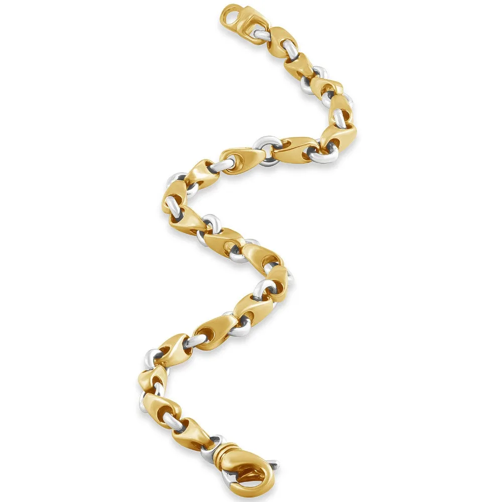 Men's Seed & Rolo Link 14k Gold (20gram) or Platinum (33gram) 4.5mm Bracelet 7.5"