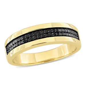 Mimi & Max 1/10ct TDW Black Diamond Men's Double Row Anniversary Band in Yellow Plated Sterling Silver