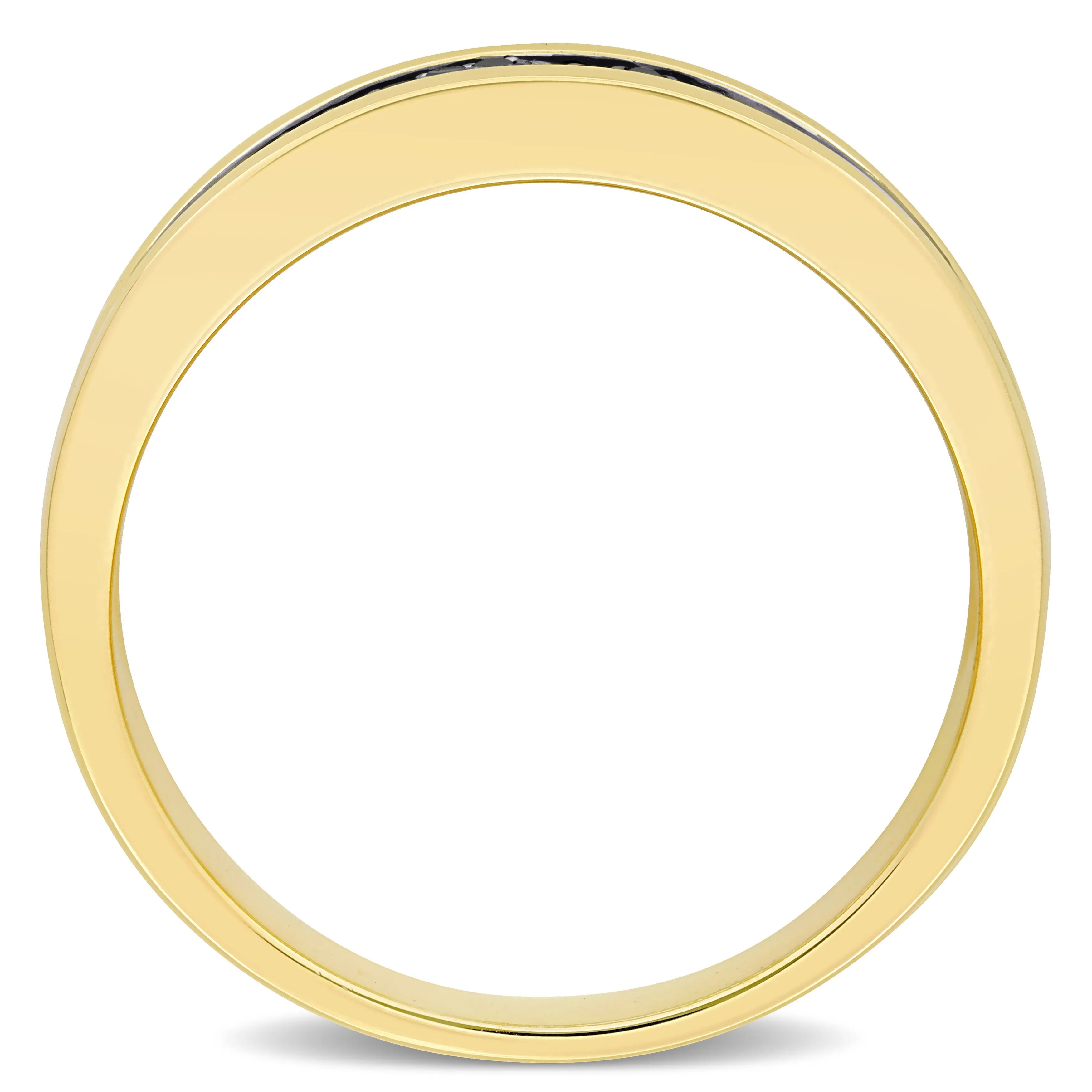Mimi & Max 1/10ct TDW Black Diamond Men's Double Row Anniversary Band in Yellow Plated Sterling Silver