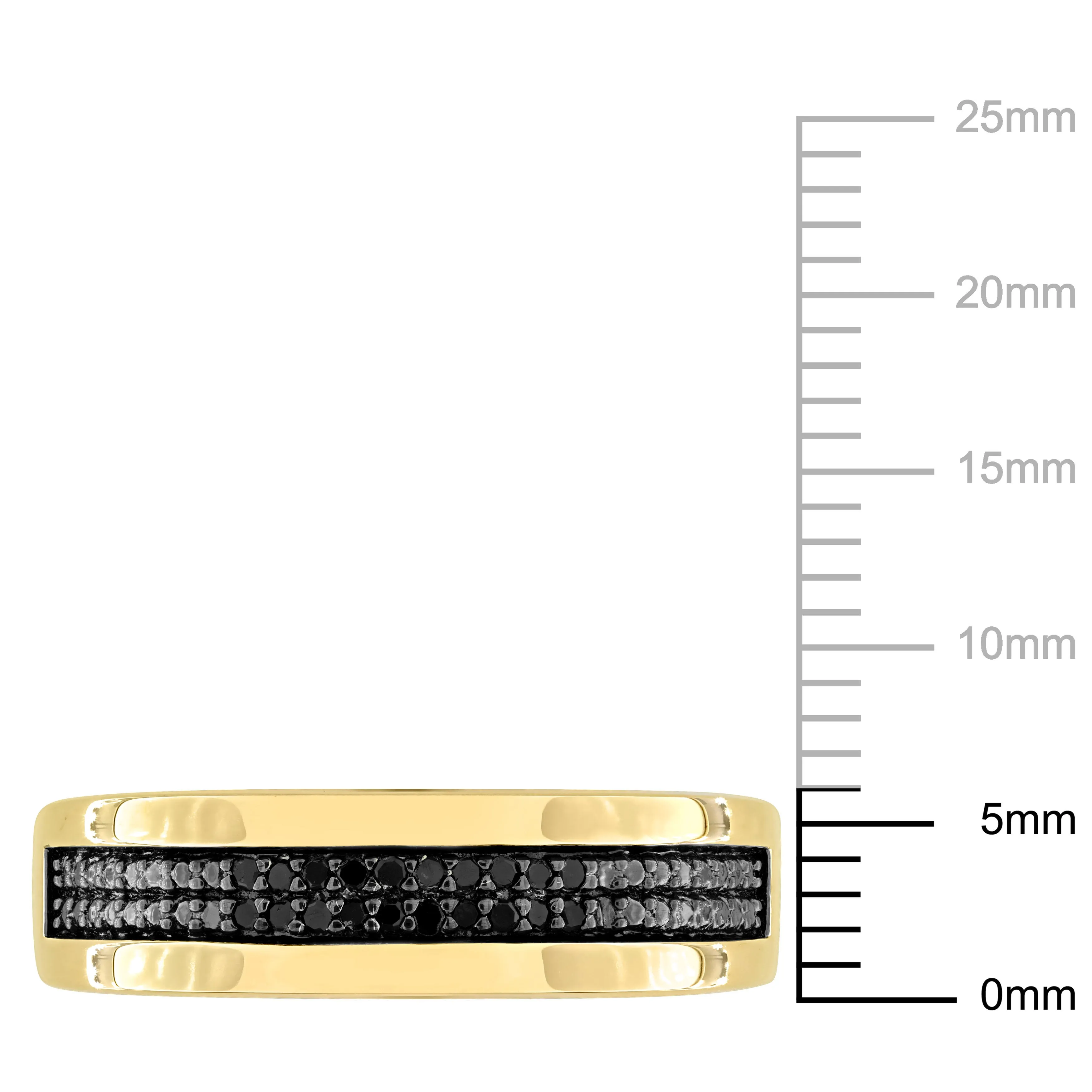 Mimi & Max 1/10ct TDW Black Diamond Men's Double Row Anniversary Band in Yellow Plated Sterling Silver