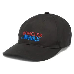 Moncler Black Embroidered Logo Cap