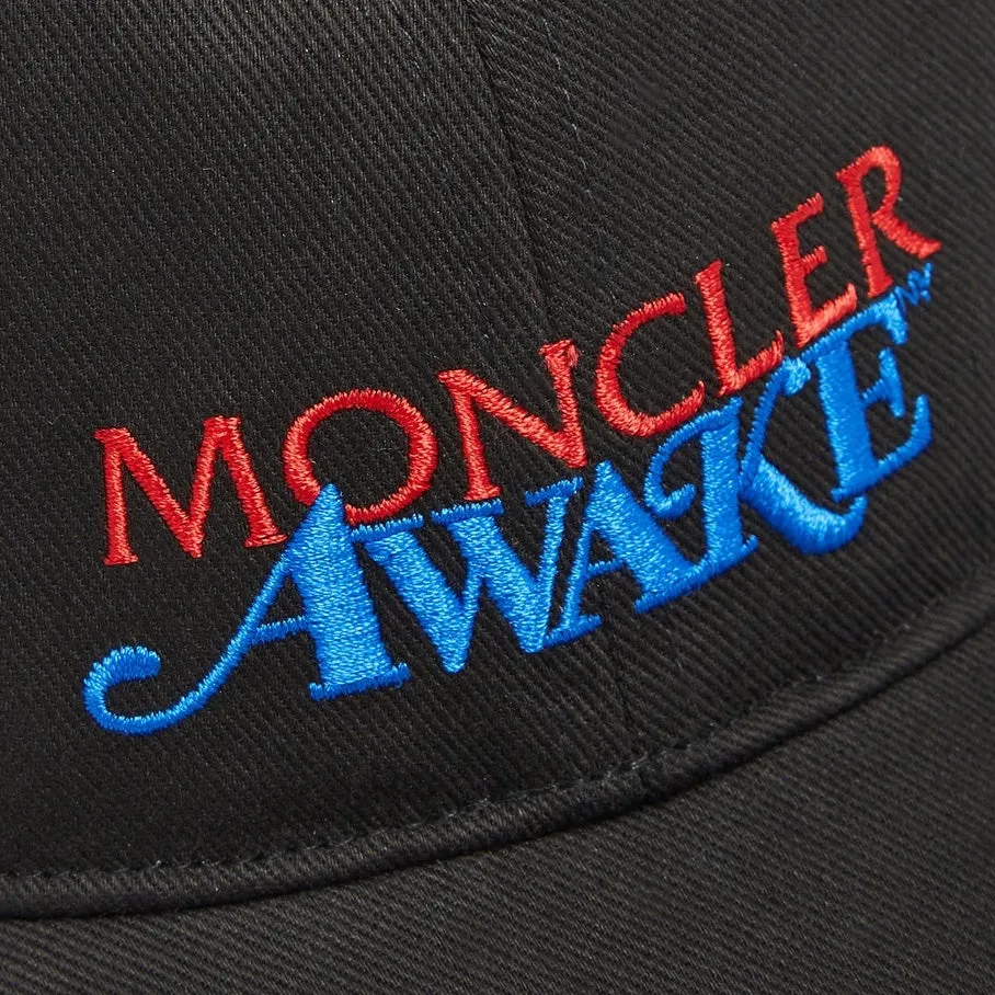 Moncler Black Embroidered Logo Cap