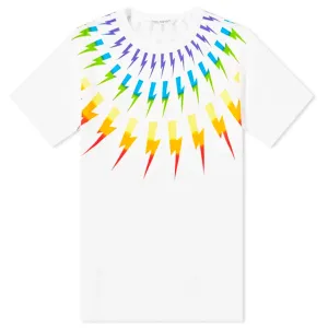 Neil Barrett White Rainbow Bolt T-Shirt