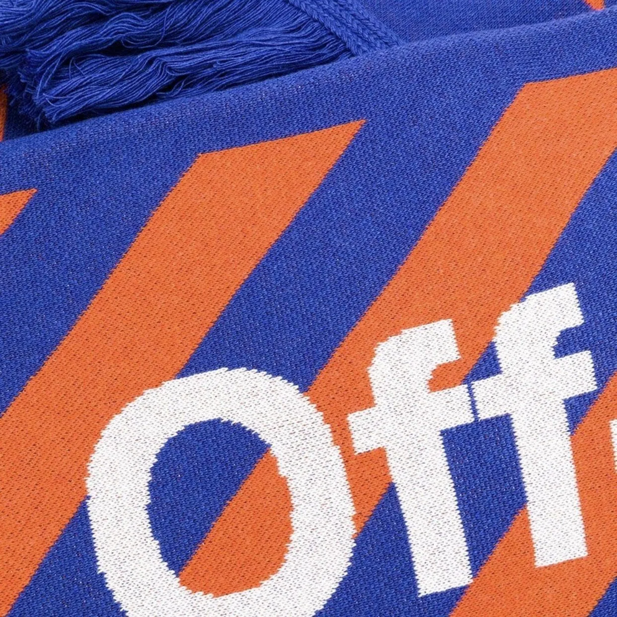 Off-White Blue & Orange Stripe Logo Scarf