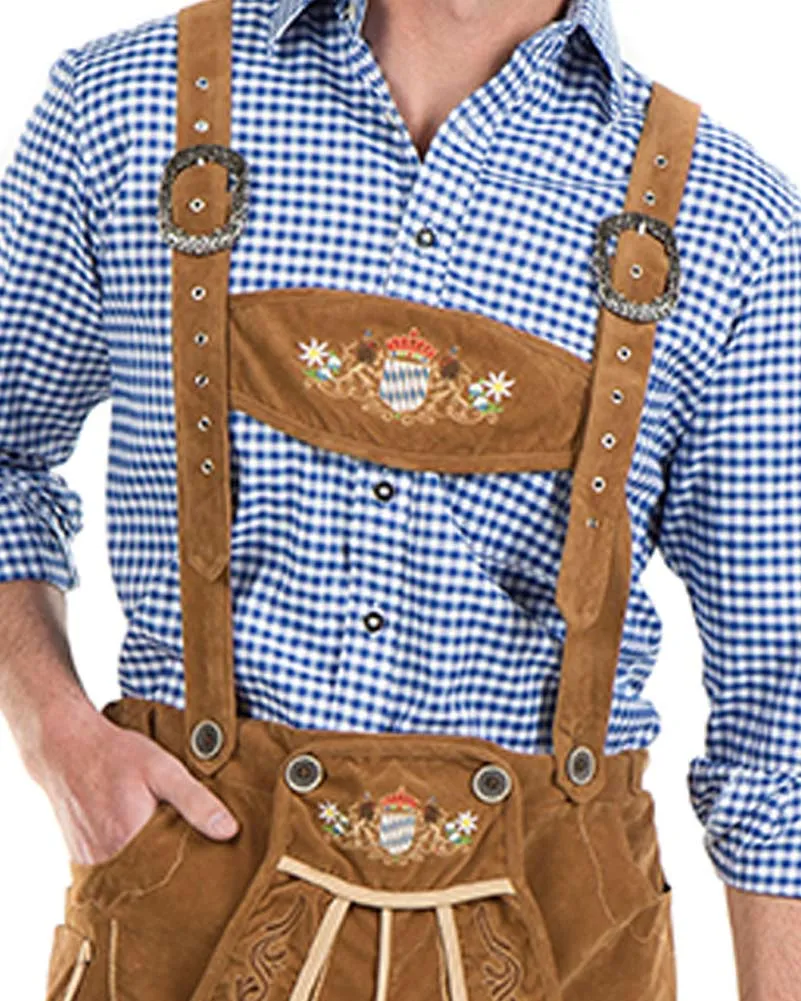 Oskar Deluxe Tan Lederhosen Mens Costume
