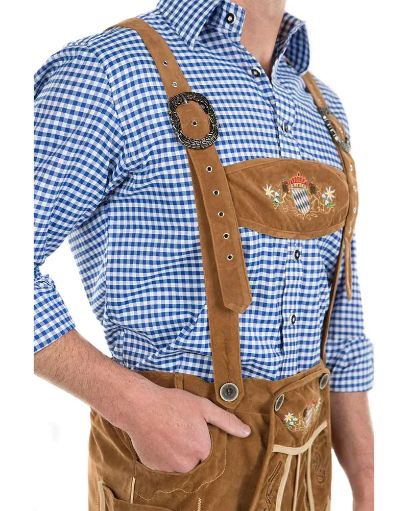 Oskar Deluxe Tan Lederhosen Mens Costume