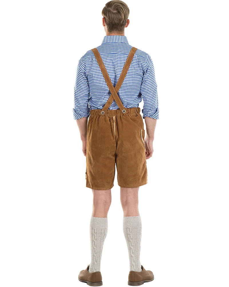Oskar Deluxe Tan Lederhosen Mens Costume