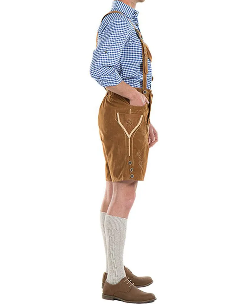 Oskar Deluxe Tan Lederhosen Mens Costume