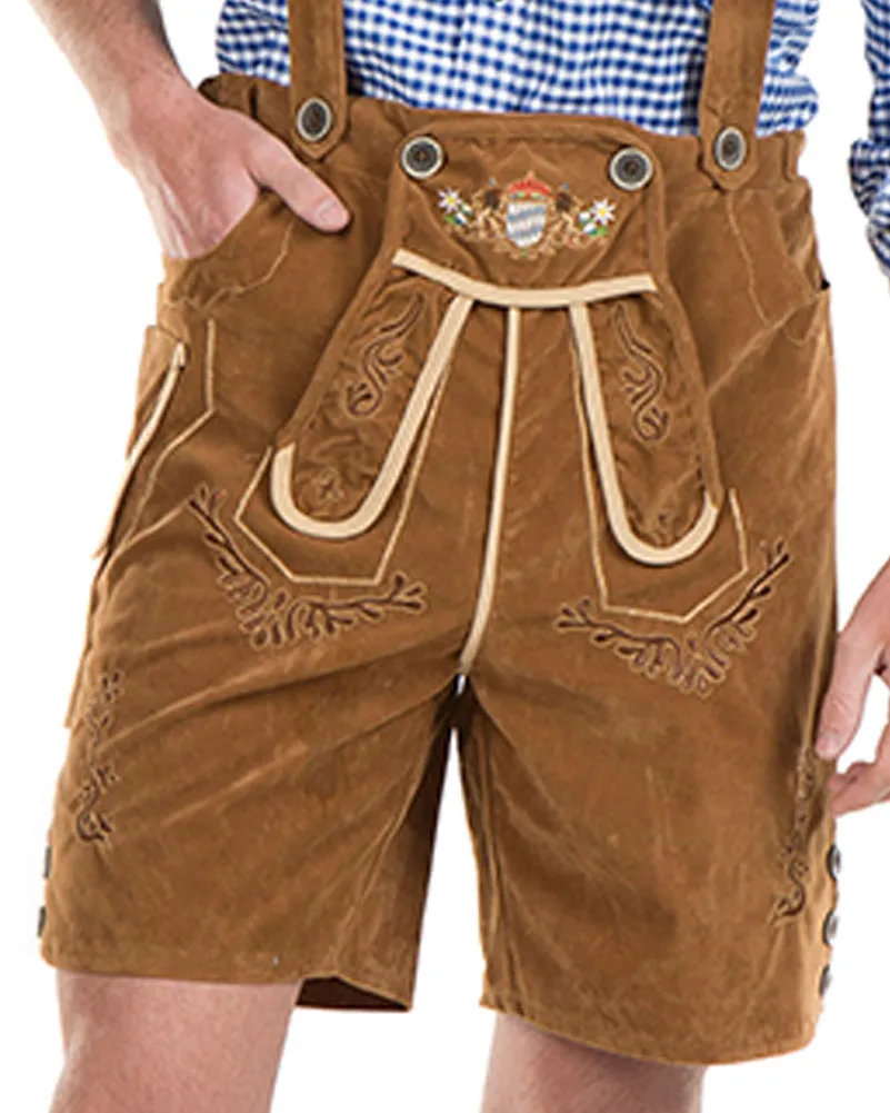 Oskar Deluxe Tan Lederhosen Mens Costume
