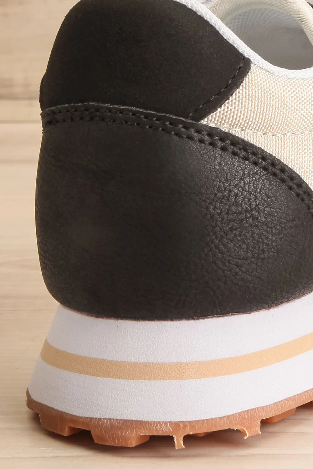 Phebes Black | Black and Cream Lace-Up Sneakers