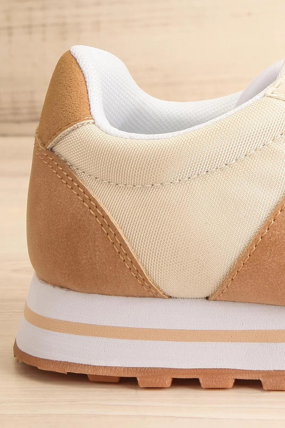 Phebes | Brown and Cream Lace-Up Sneakers
