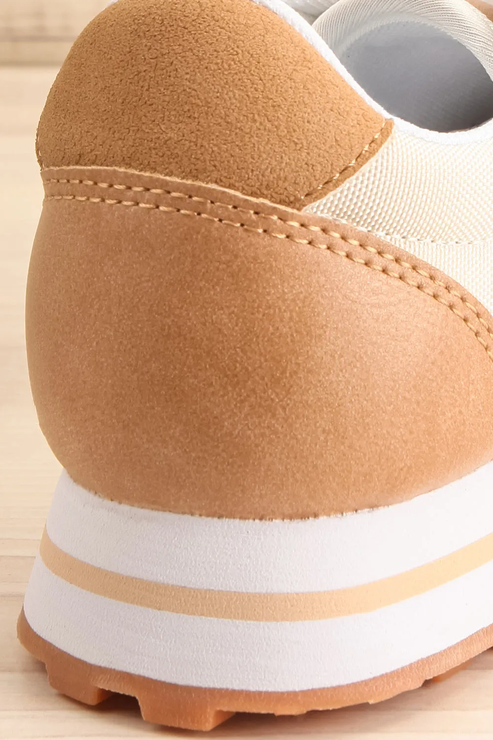 Phebes | Brown and Cream Lace-Up Sneakers