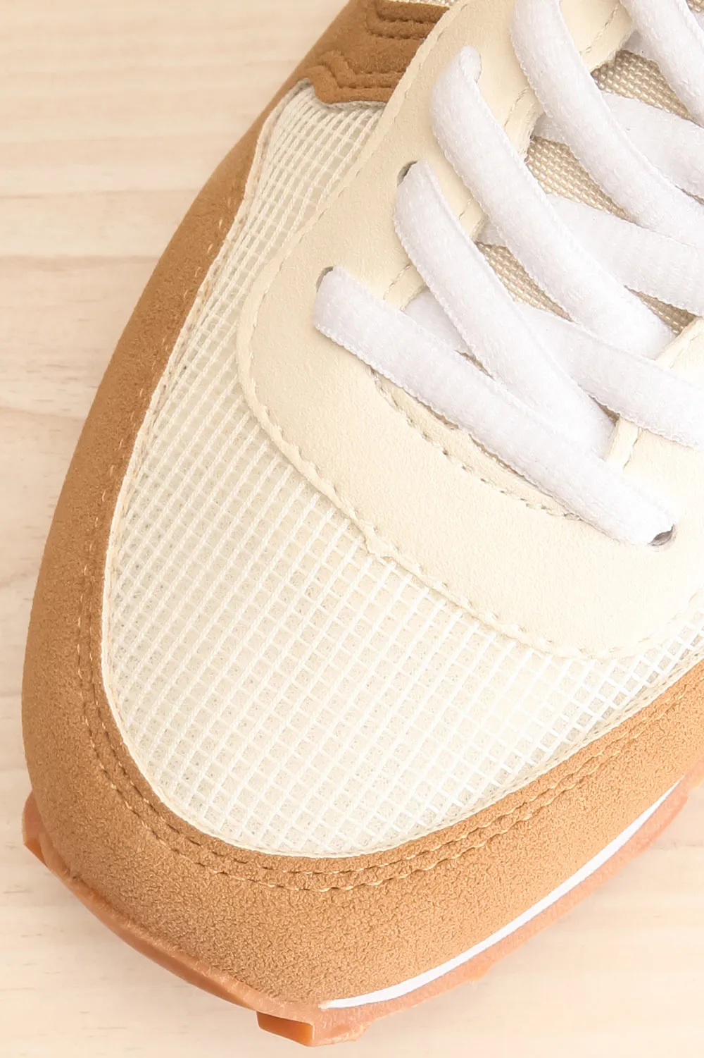 Phebes | Brown and Cream Lace-Up Sneakers
