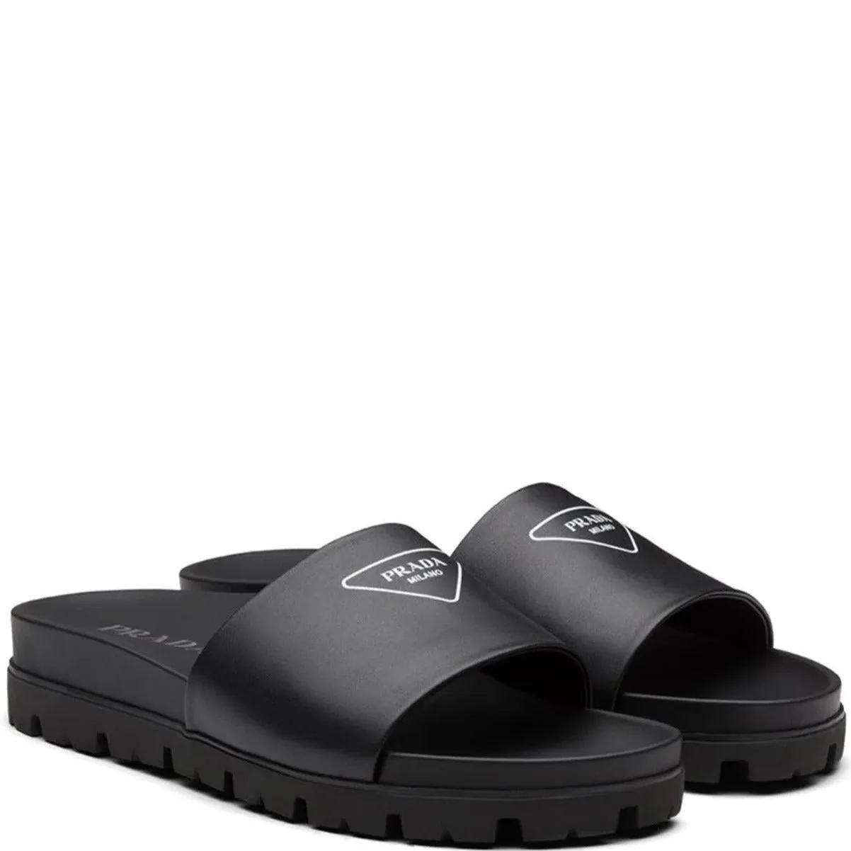 Prada Black Logo Sliders