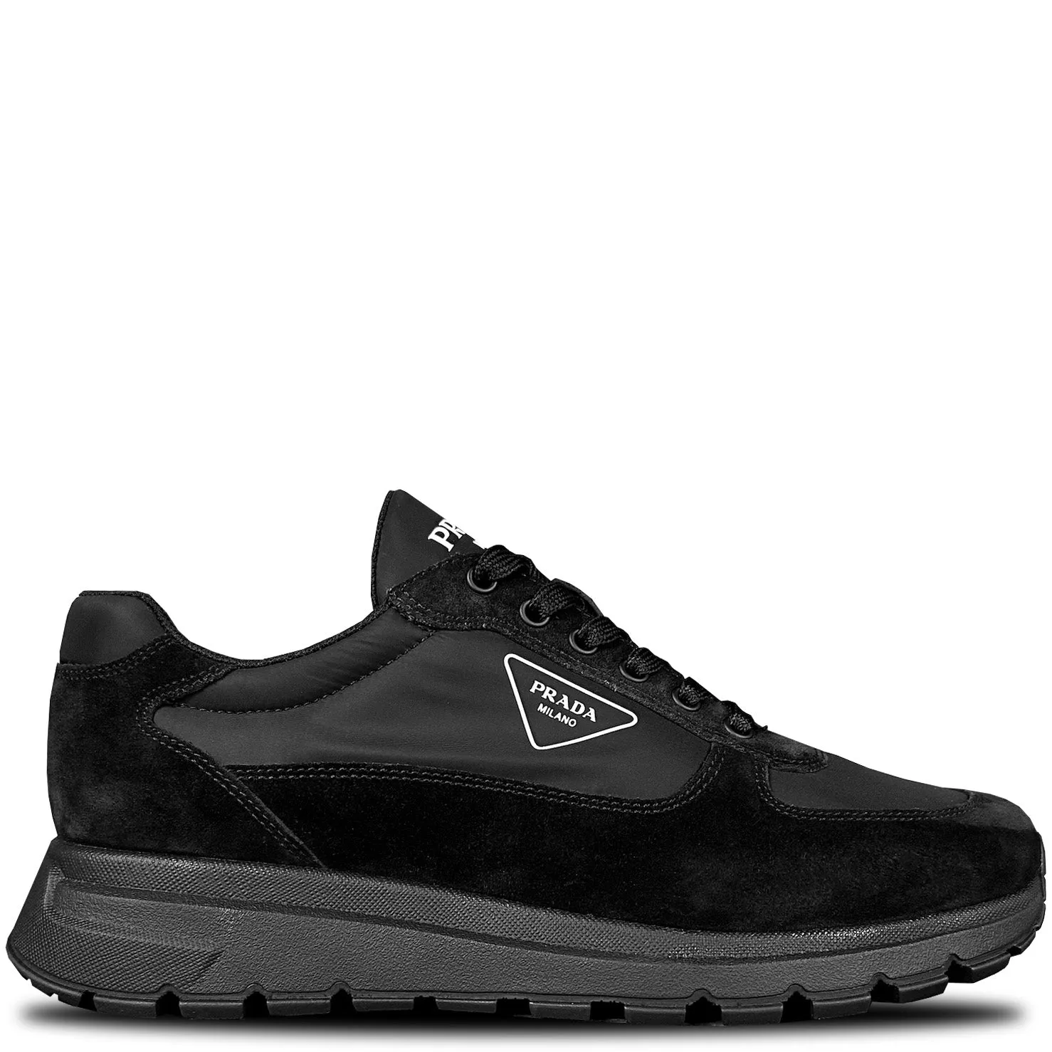 Prada Black Triangle Suede & Nylon Runners