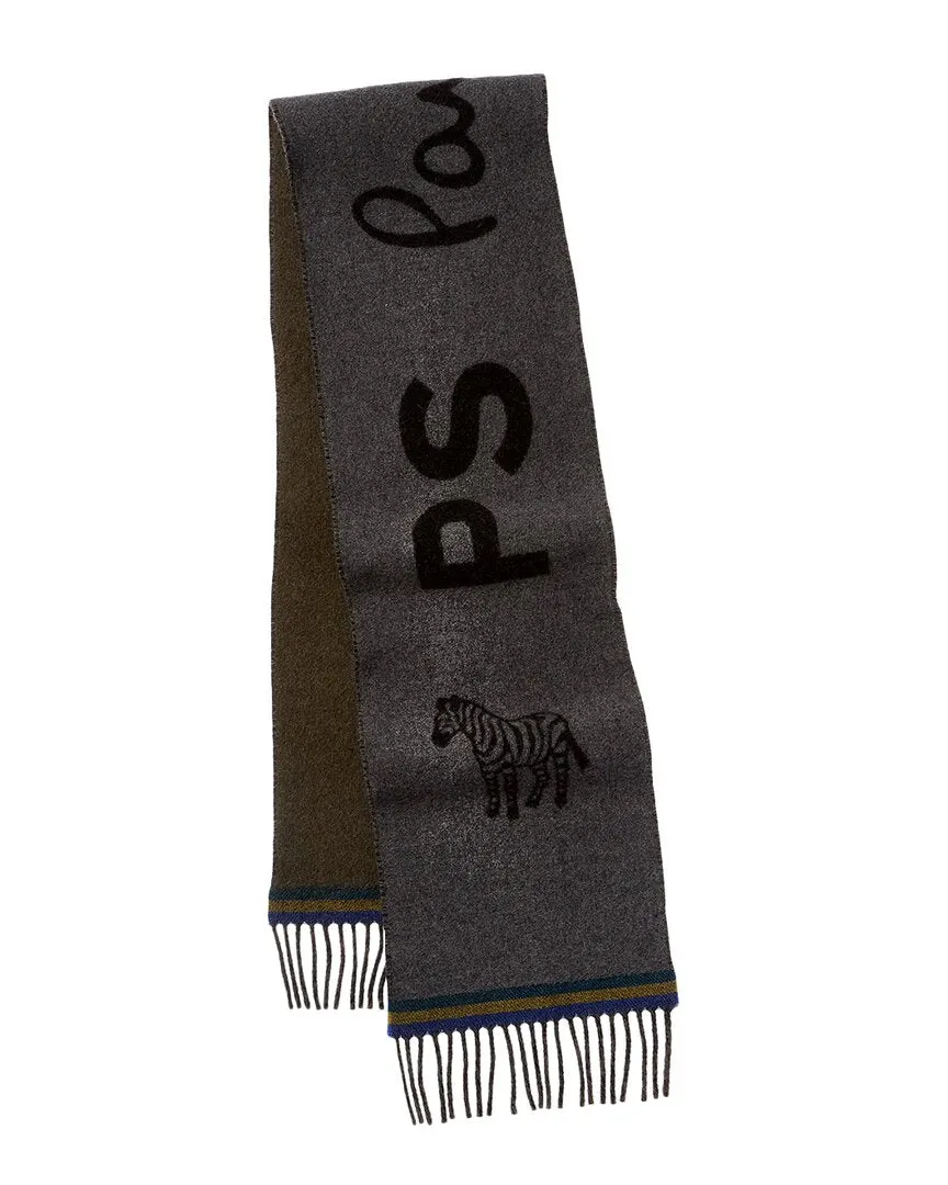 PS by Paul Smith Zebra Logo Wool-Blend Scarf
