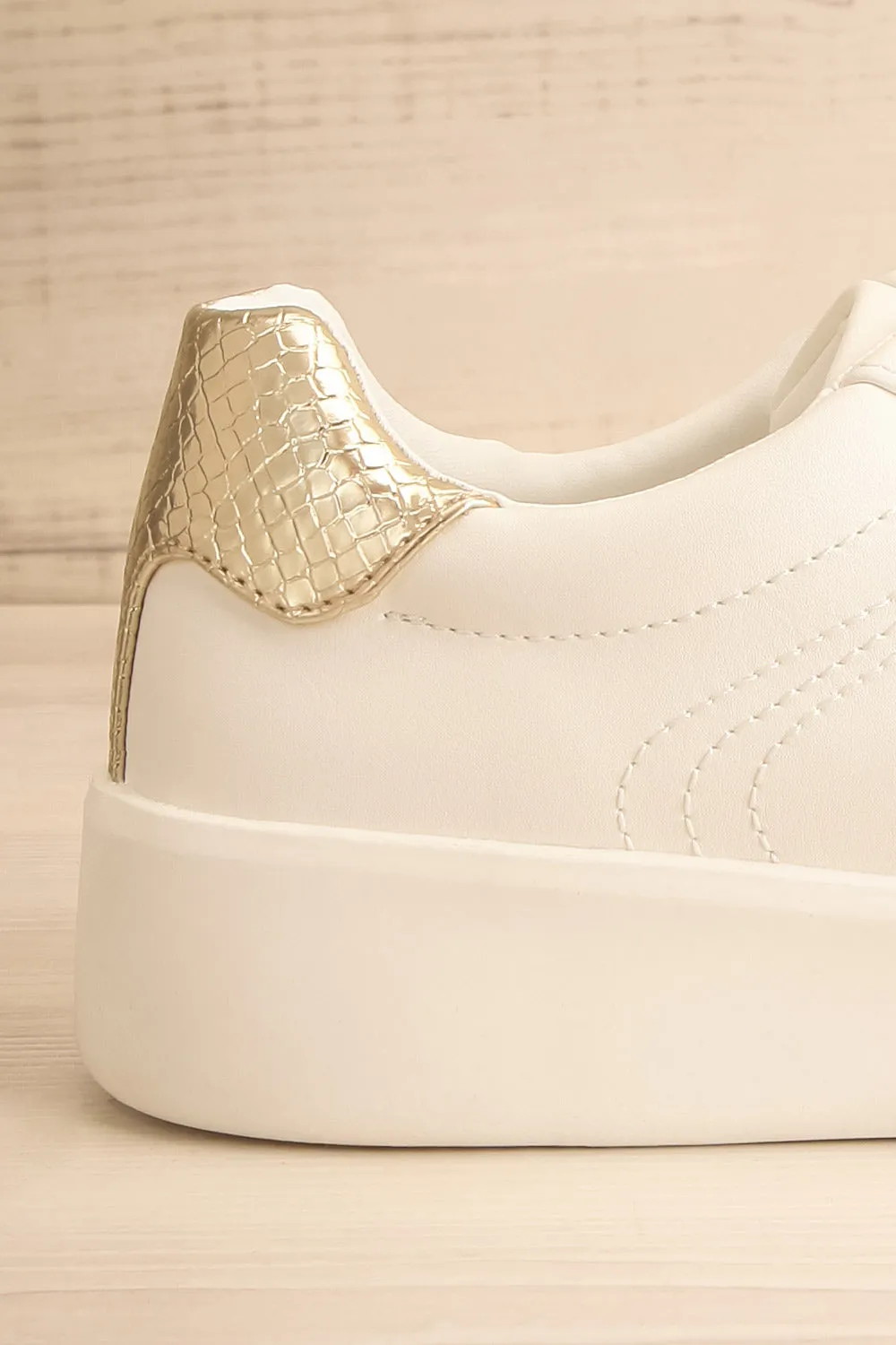 Pyree | White Sneakers w/ Gold Detail