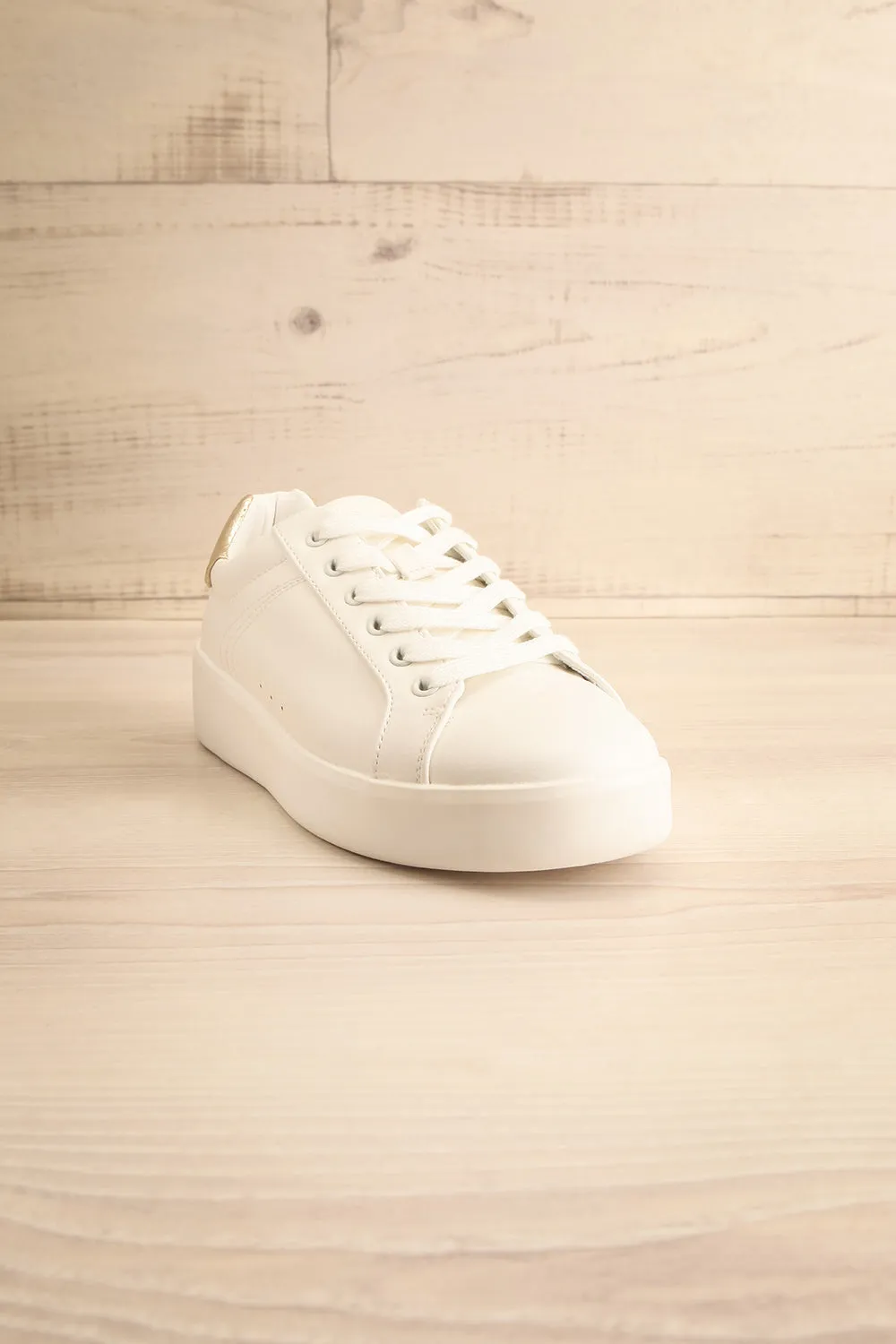 Pyree | White Sneakers w/ Gold Detail