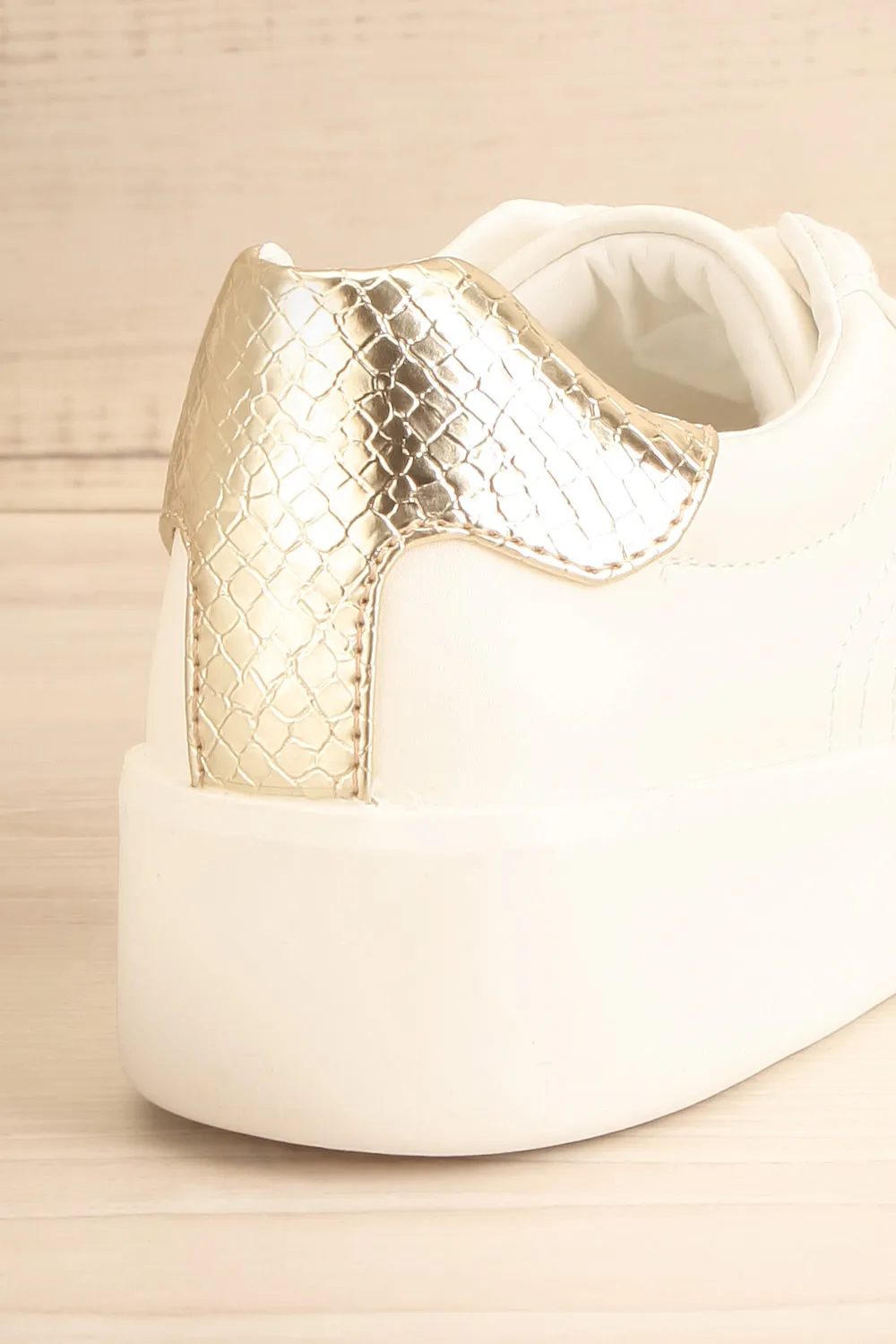 Pyree | White Sneakers w/ Gold Detail