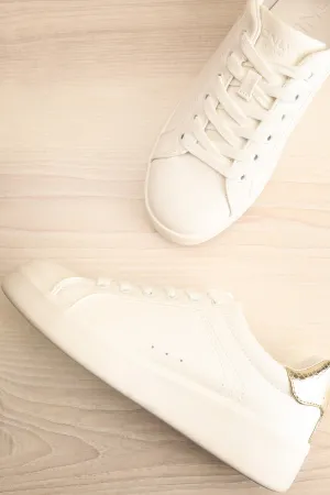 Pyree | White Sneakers w/ Gold Detail