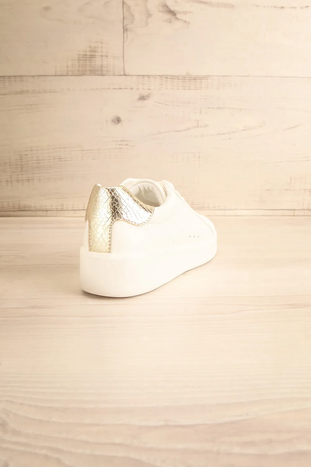 Pyree | White Sneakers w/ Gold Detail