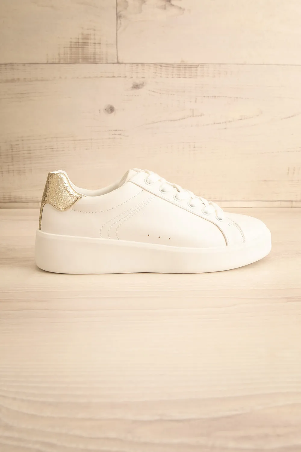 Pyree | White Sneakers w/ Gold Detail