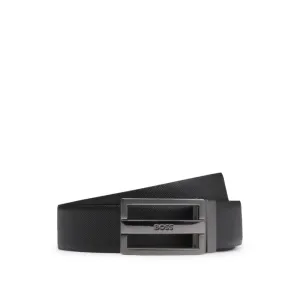Reversible Italian-leather belt with two buckles