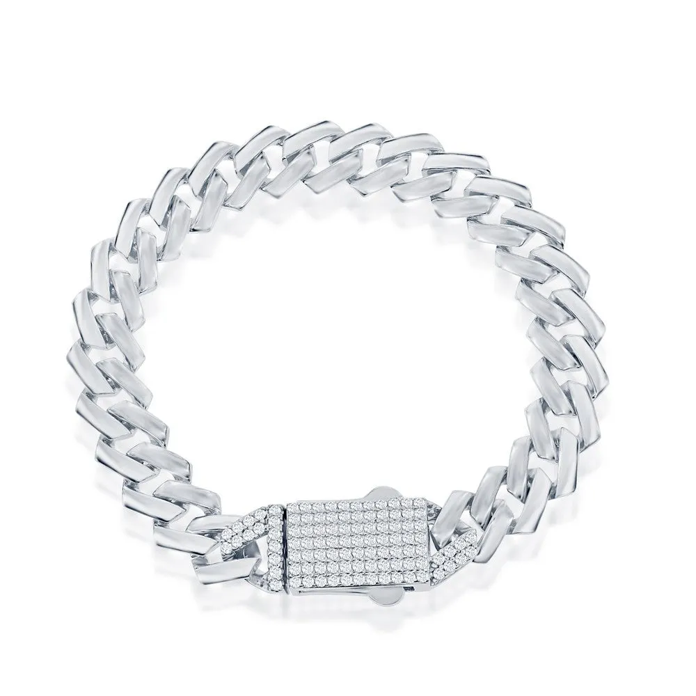 Sterling Silver 9mm Monaco Bracelet w/Micro Pave CZ Lock