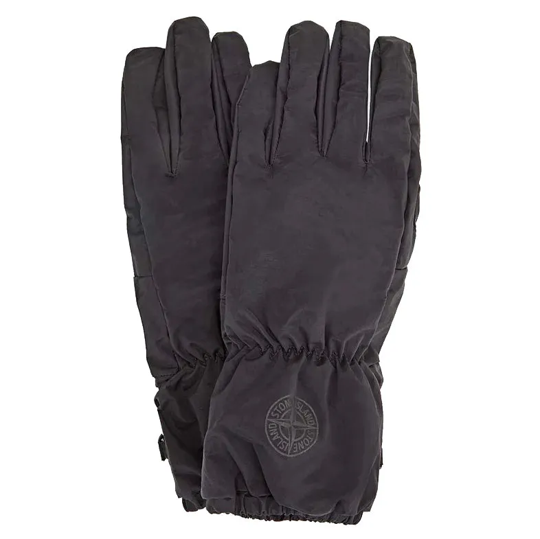 Stone Island Black Nylon Metal Gloves