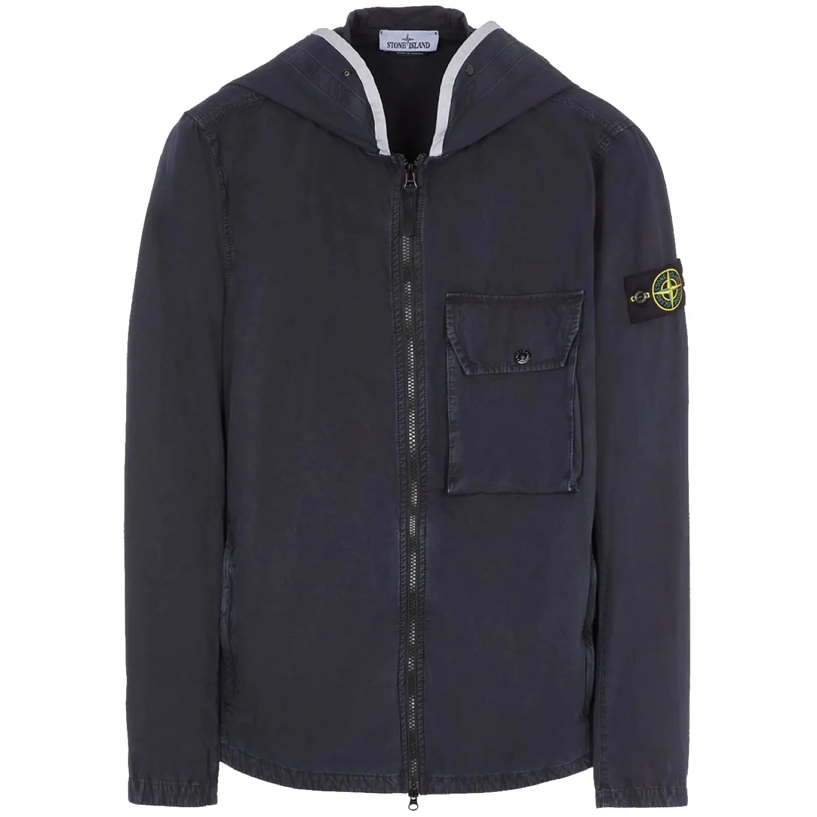 Stone Island Navy Brushed Hooded Overshirt